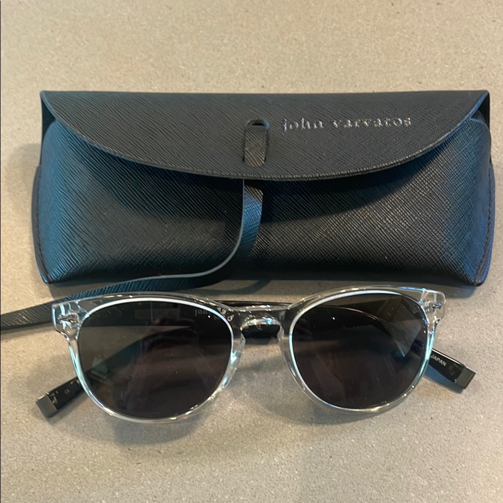John Varvatos Transparent Sunglasses with Black Case
